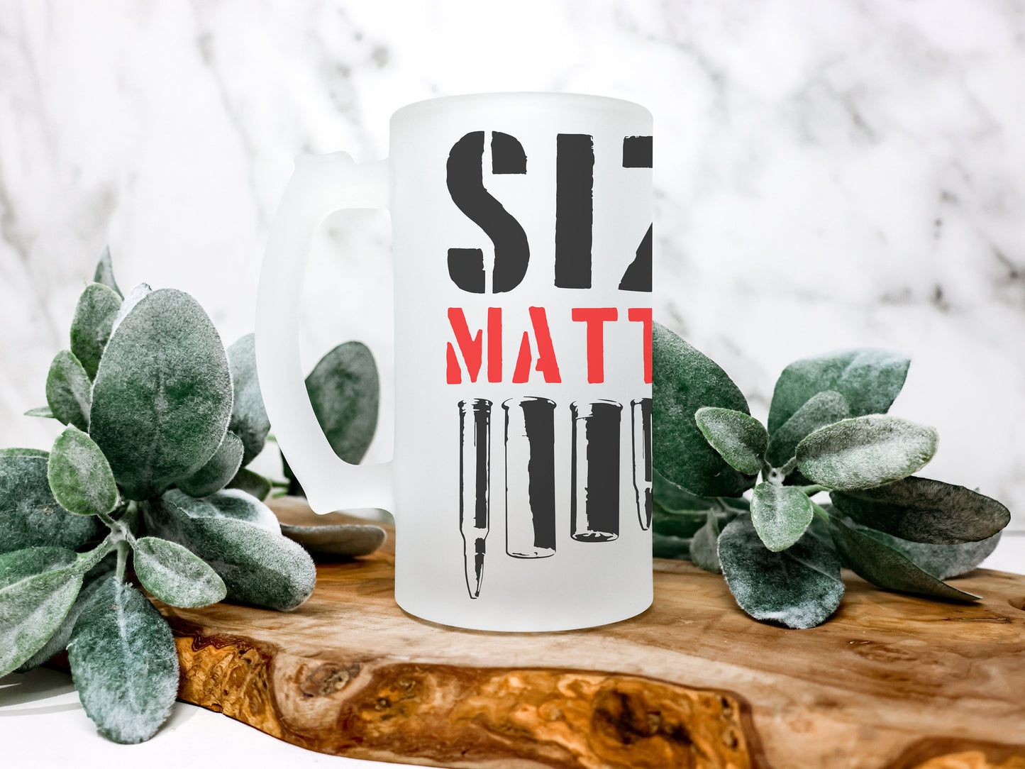 Size Matters Frosted Stein, Funny Beer Stein Beer Mug Stein