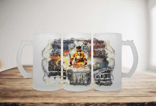 Fireman Frosted Stein, Fireman Beer Stein Beer Mug Firefighter Stein