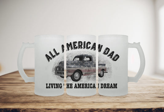 All American Dad Frosted Stein, All American Dad Beer Stein Beer Mug Stein