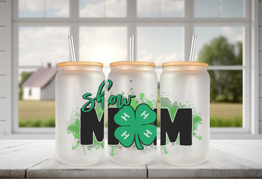 Show Mom Farm Cup Iced Coffee Cup Glass, Show Mom Beer Can Glass, 4H Coffee Cup, Glass Cup Coffee Can Beer, 4H Soda Can Glass