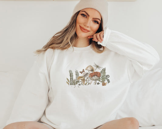 Cottage Core Mushroom Sweatshirt, Cottagecore Mushroom Crewneck