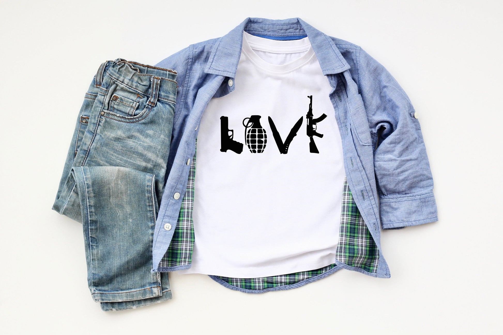 LOVE Guns Military Toddler Tee Kid's Tee T-Shirt Guns T-shirt Kid's Clothes T-shirt CUSTOM