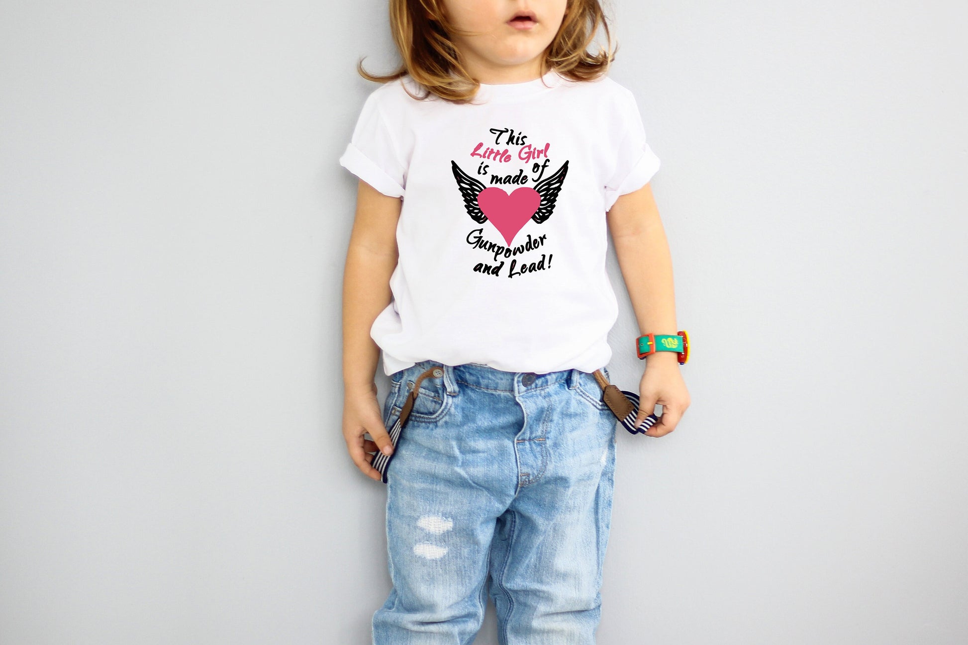 Toddler Tee Kid's Tee T-Shirt Little Girl is Made of Gunpowder and Lead Country Girl Clothing Gunpowder and Lead T-Shirt Tshirt