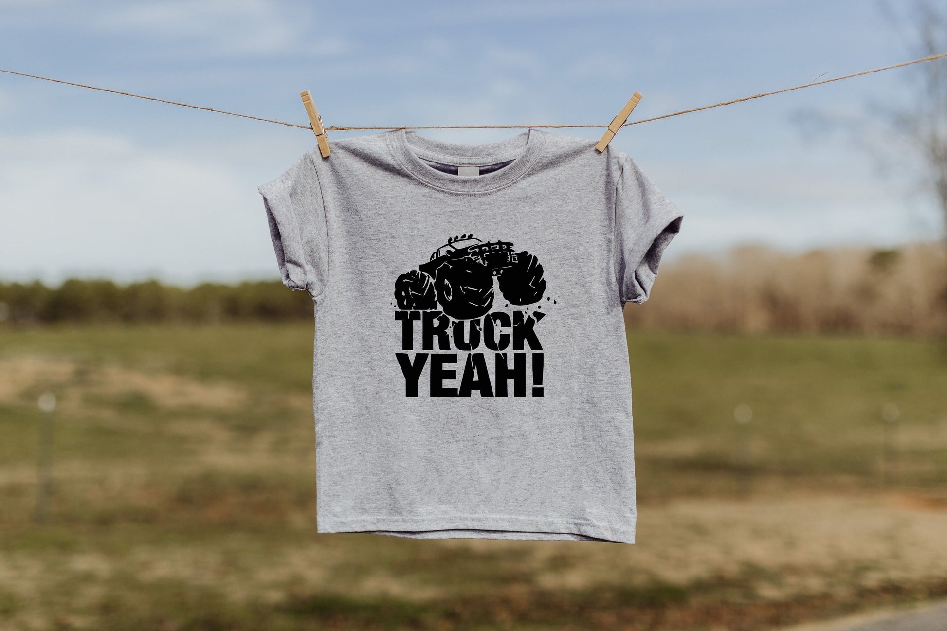 Truck YEAH Toddler Tee - Truck Yeah T-Shirt - Truck Shirt- Toddler Clothes GREY or PINK