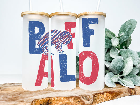 Buffalo 25oz Frosted Glass Tumbler, Buffalo Tumbler, Buffalo Frosted Tumbler