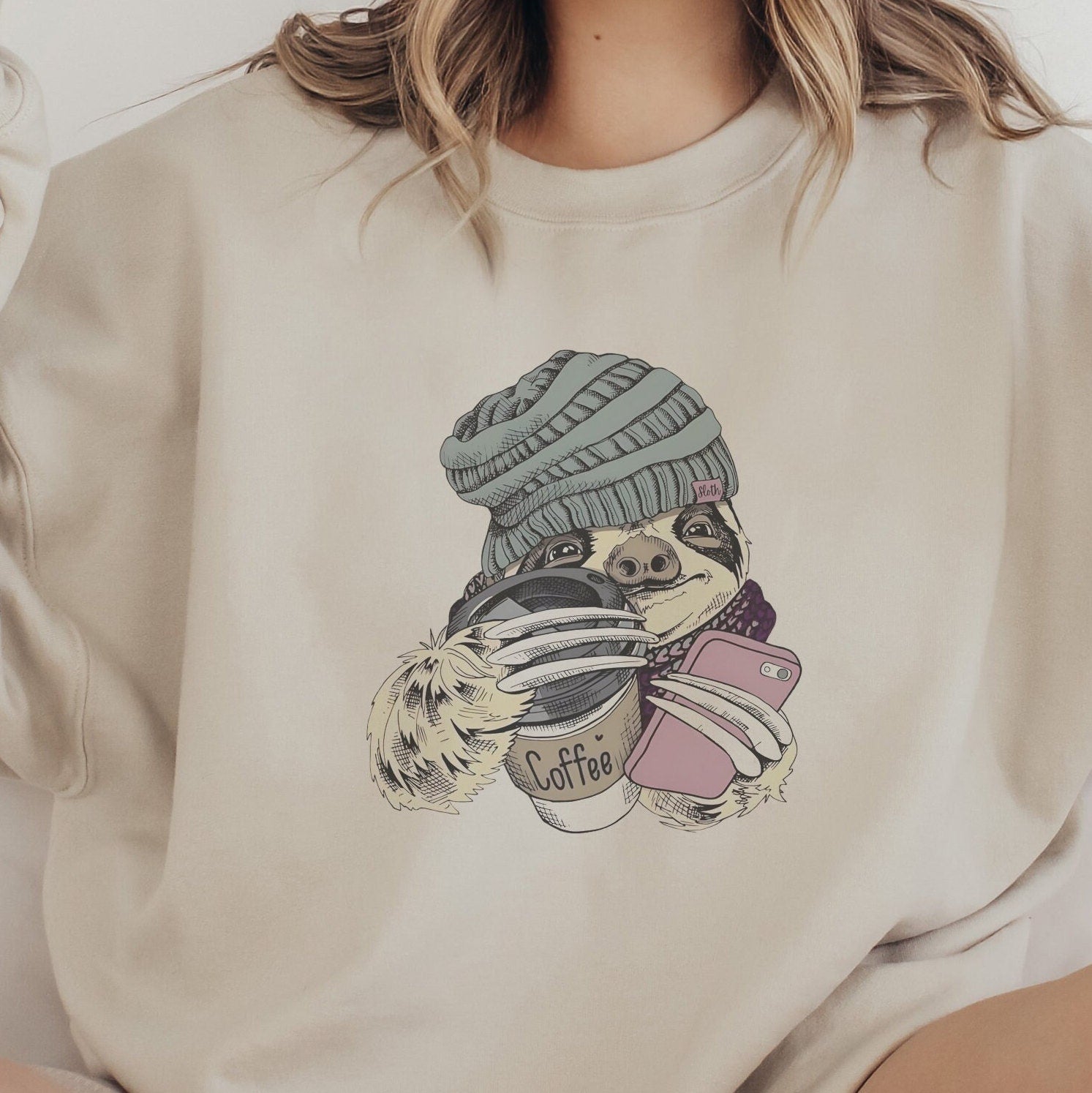 Hipster Sloth Sweatshirt, Hipster Sloth Crewneck