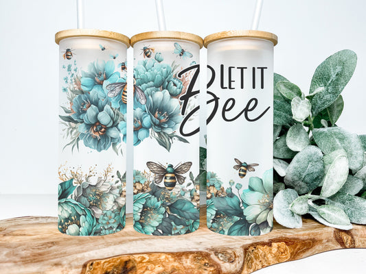 Let It Bee 25oz Frosted Glass Tumbler, Let It Bee Tumbler