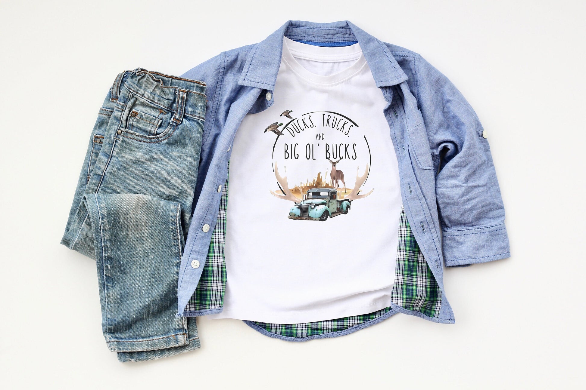 Ducks Trucks and Big Ol' Bucks Youth Shirt Tee, Country Shirt Tee