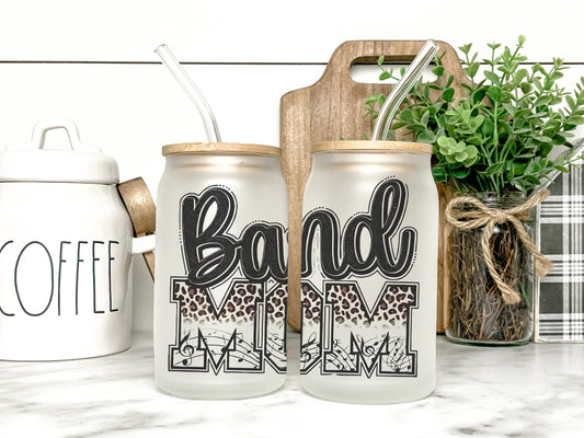 Band Mom Cup Iced Coffee Cup Glass, Band Mom Beer Can Glass, Band Mom Iced Coffee Cup, Glass Cup Coffee Can Beer