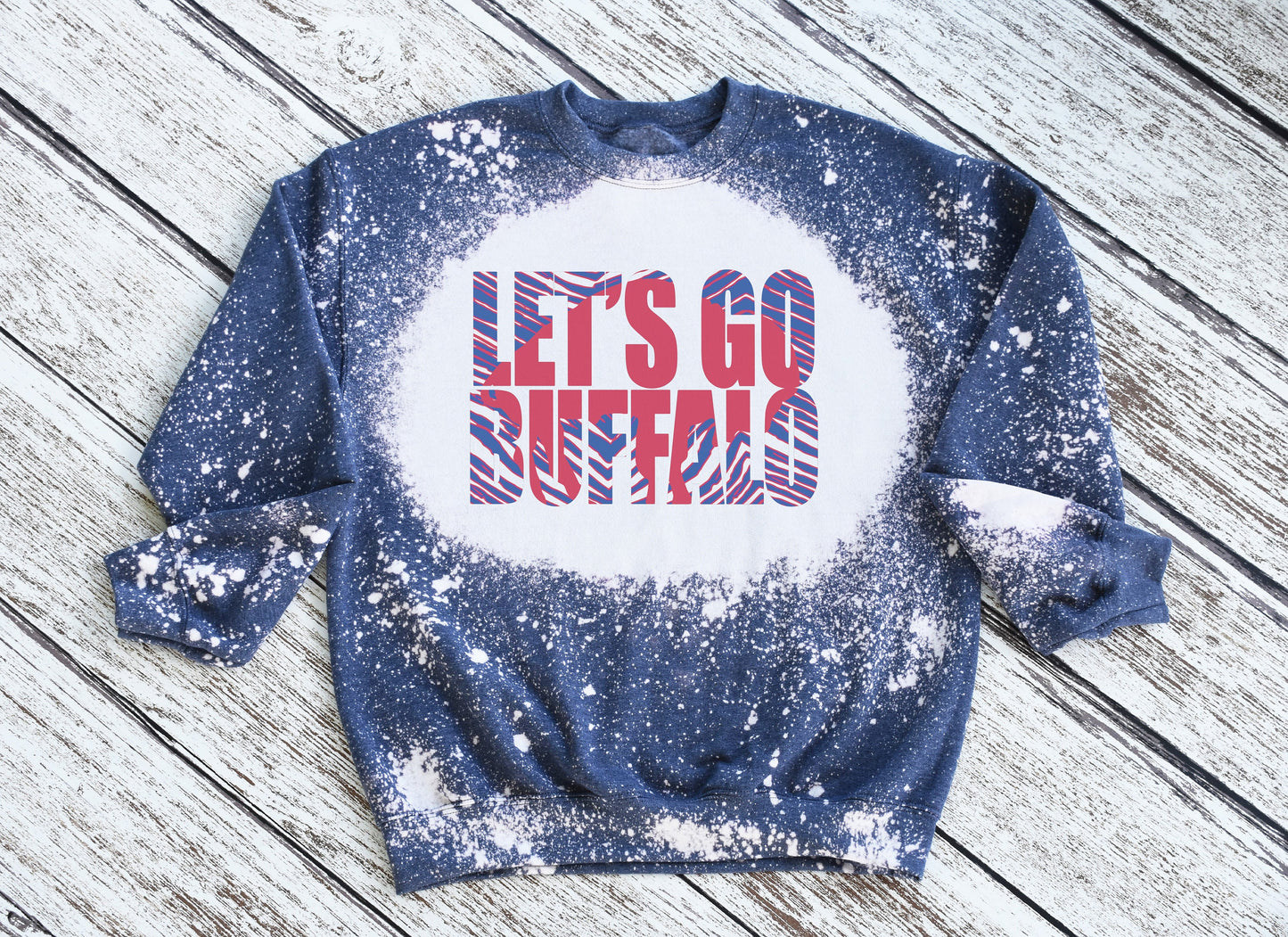 Let's Go Buffalo Sweatshirt, Let's Go Buffalo Bleached Crewneck Sweatshirt