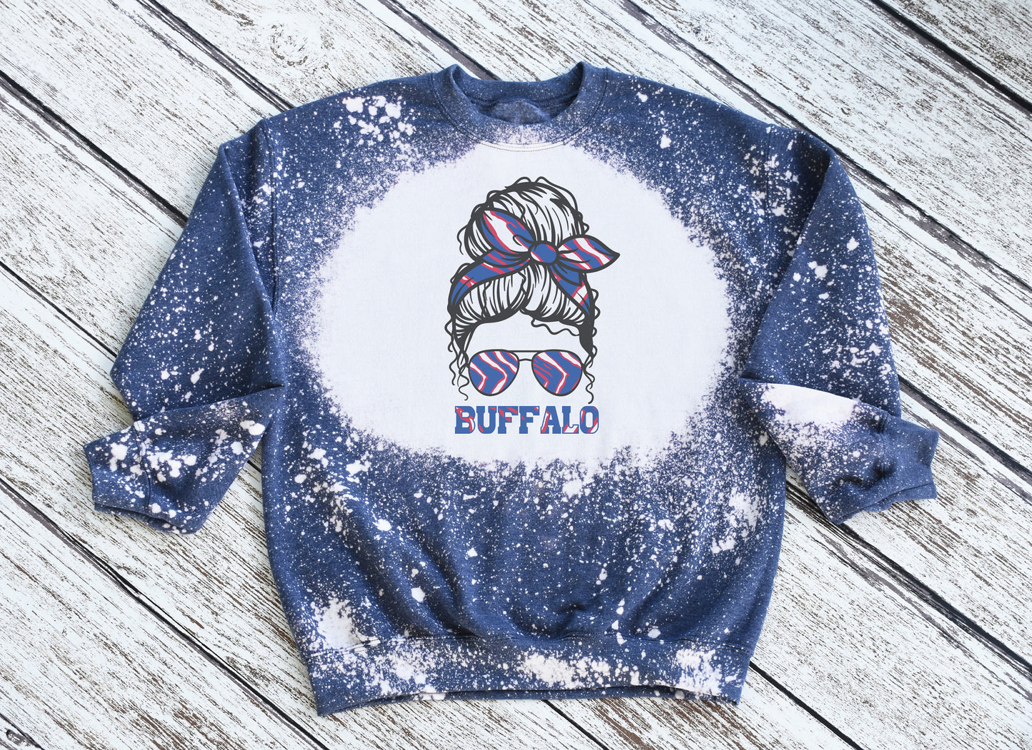 Buffalo Girl Crewneck Sweatshirt, Buffalo Bleached Sweatshirt