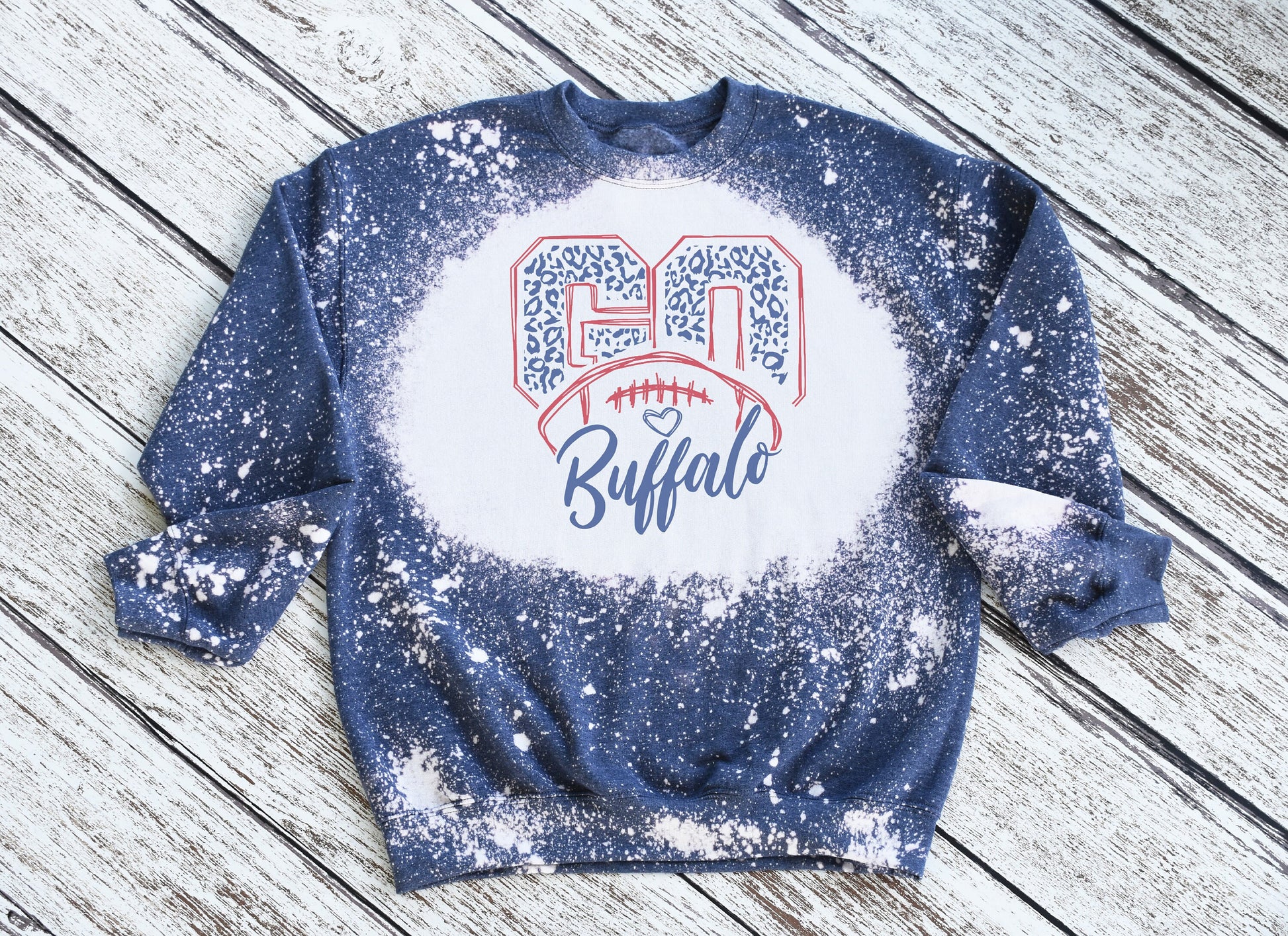 Go Buffalo Sweatshirt, Go Buffalo Bleached Crewneck Sweatshirt