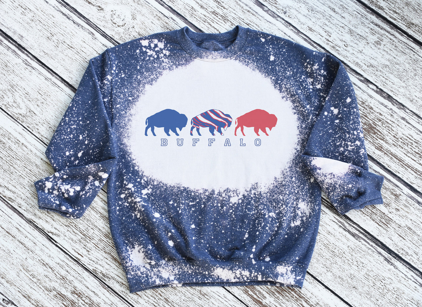 Buffalo Sweatshirt, Buffalo Bleached Crewneck Sweatshirt