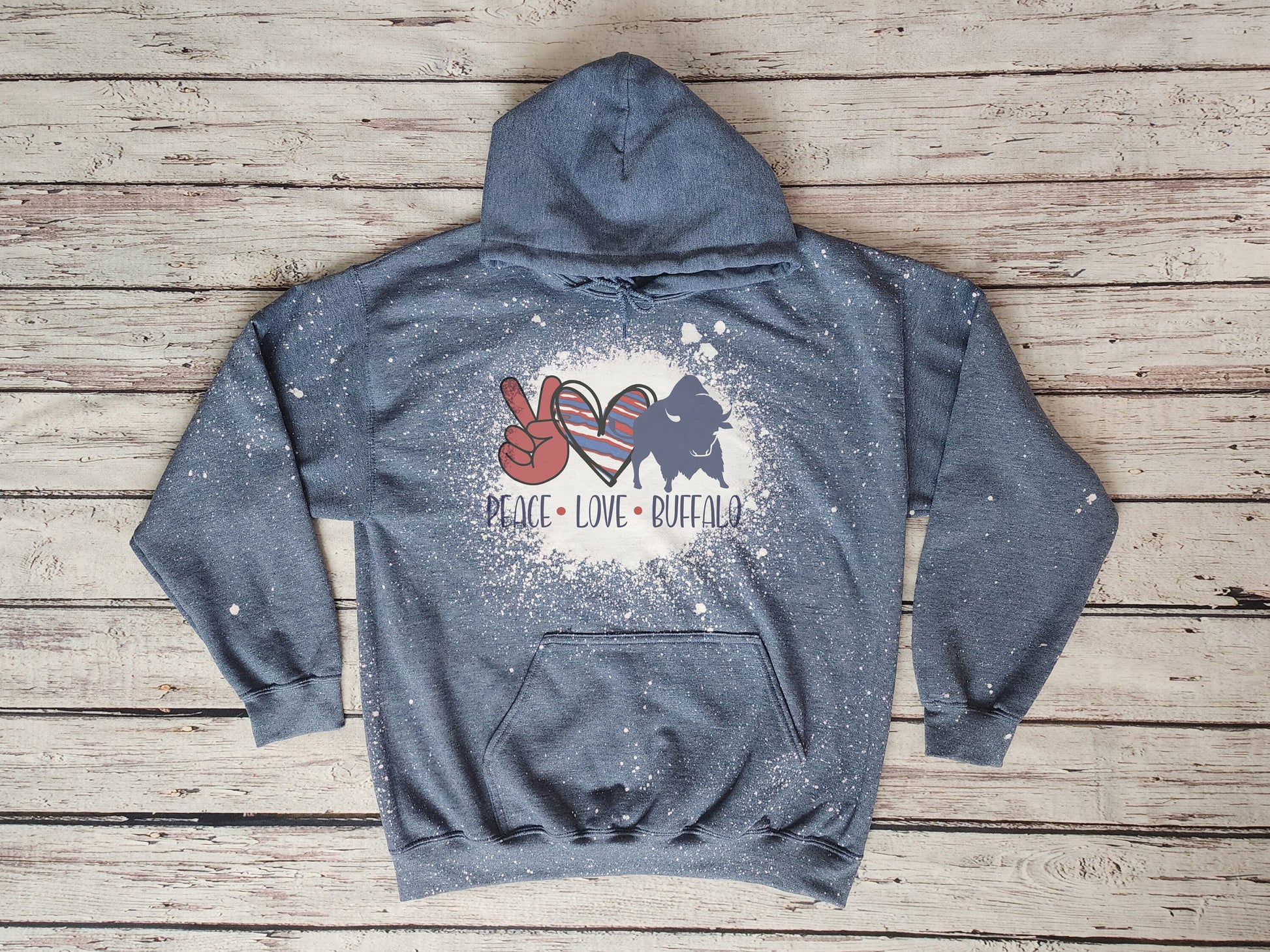 Peace Love Buffalo Hooded Sweatshirt, Peace Love Buffalo Bleached Hooded Sweatshirt, Buffalo Hoodie Hoody