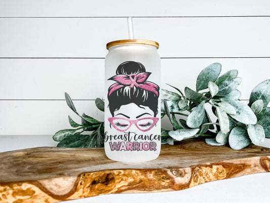 Breast Cancer Cup Iced Coffee Cup Glass, Beer Can Glass, Breast Cancer Awareness, Glass Cup Coffee Can Beer, Breast Cancer Soda Can Glass