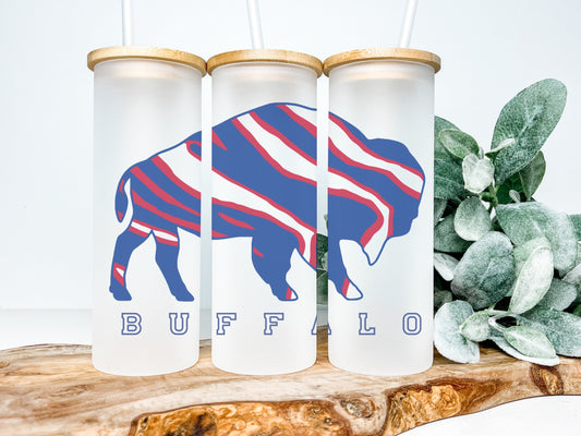 Buffalo 25oz Frosted Glass Tumbler, Buffalo Tumbler, Buffalo Frosted Tumbler