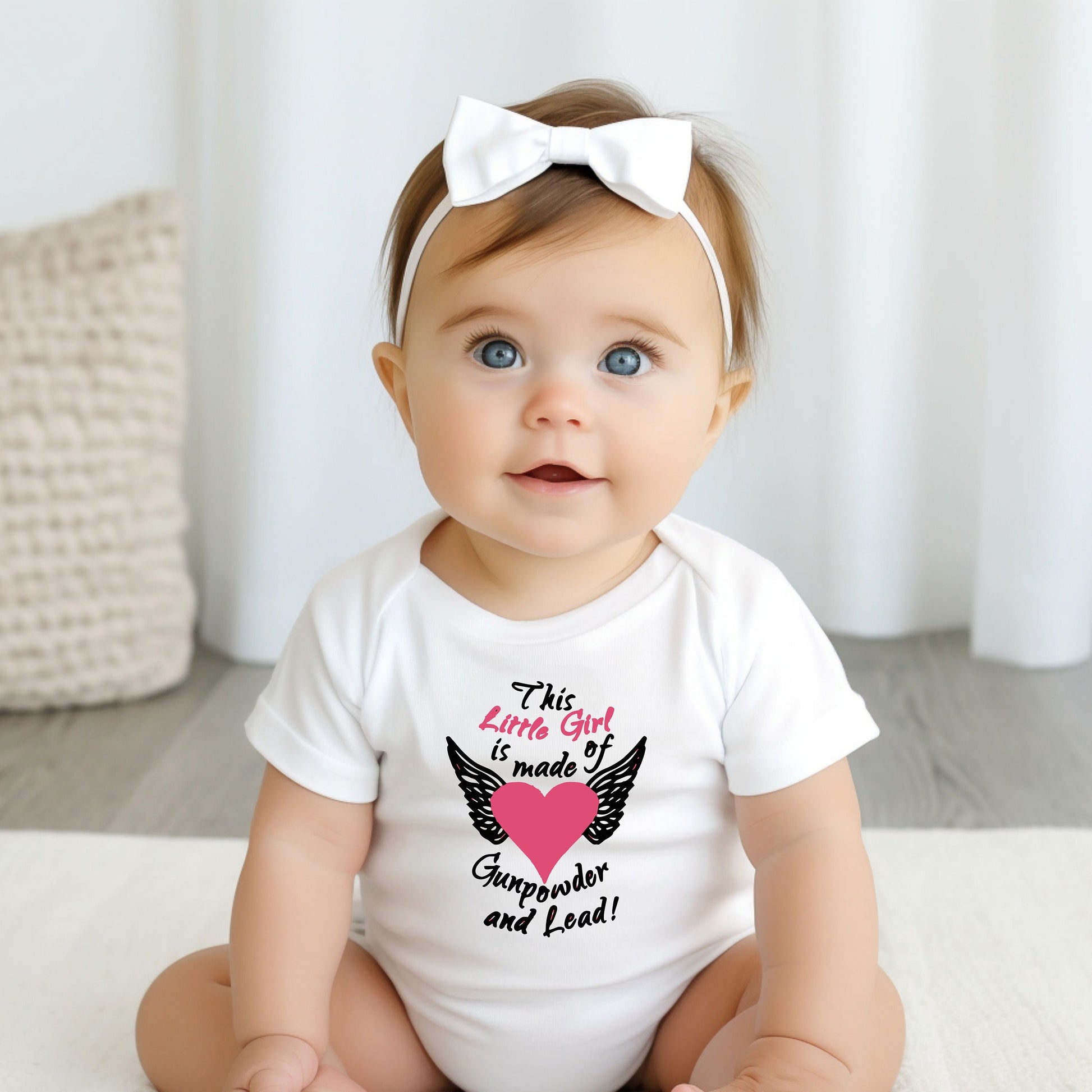 Little Girl is Made of Gunpowder and Lead Baby Creeper Country Baby Girl Shower Gift Clothing Gunpowder and Lead Creeper