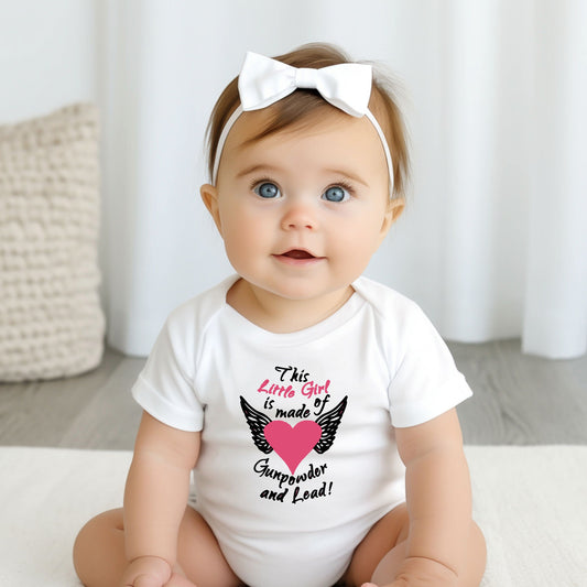 Little Girl is Made of Gunpowder and Lead Baby Creeper Country Baby Girl Shower Gift Clothing Gunpowder and Lead Creeper