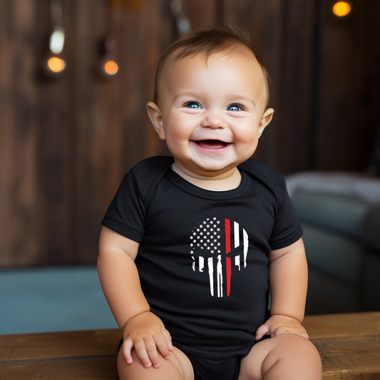 Thin Red Line Baby Creeper - Firefighters - Military - American Flag - Red Line Flag - Red Line Creeper Bodysuit Romper