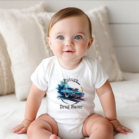 Future Drag Racer Bodysuit, Future Drag Racer Baby Creeper, Racing Baby