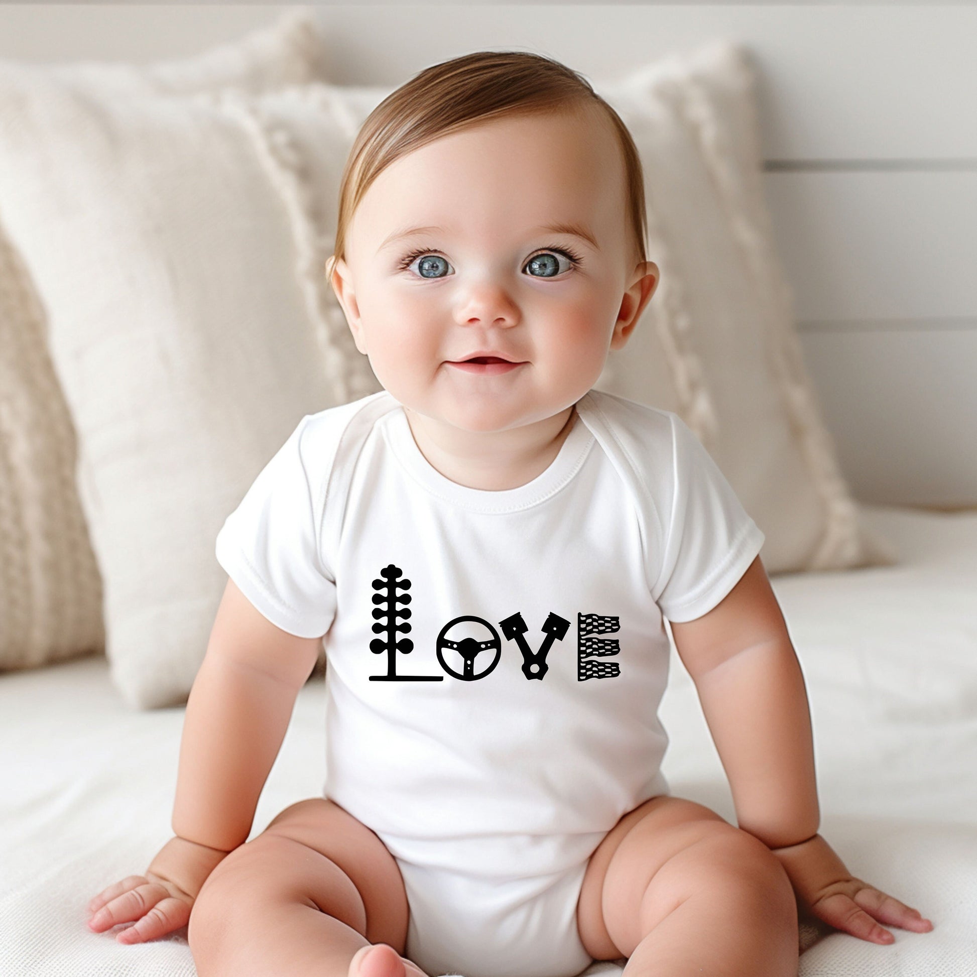 LOVE Drag Racing Baby Creeper Car Baby Creeper Shower Gift Clothing Bodysuit