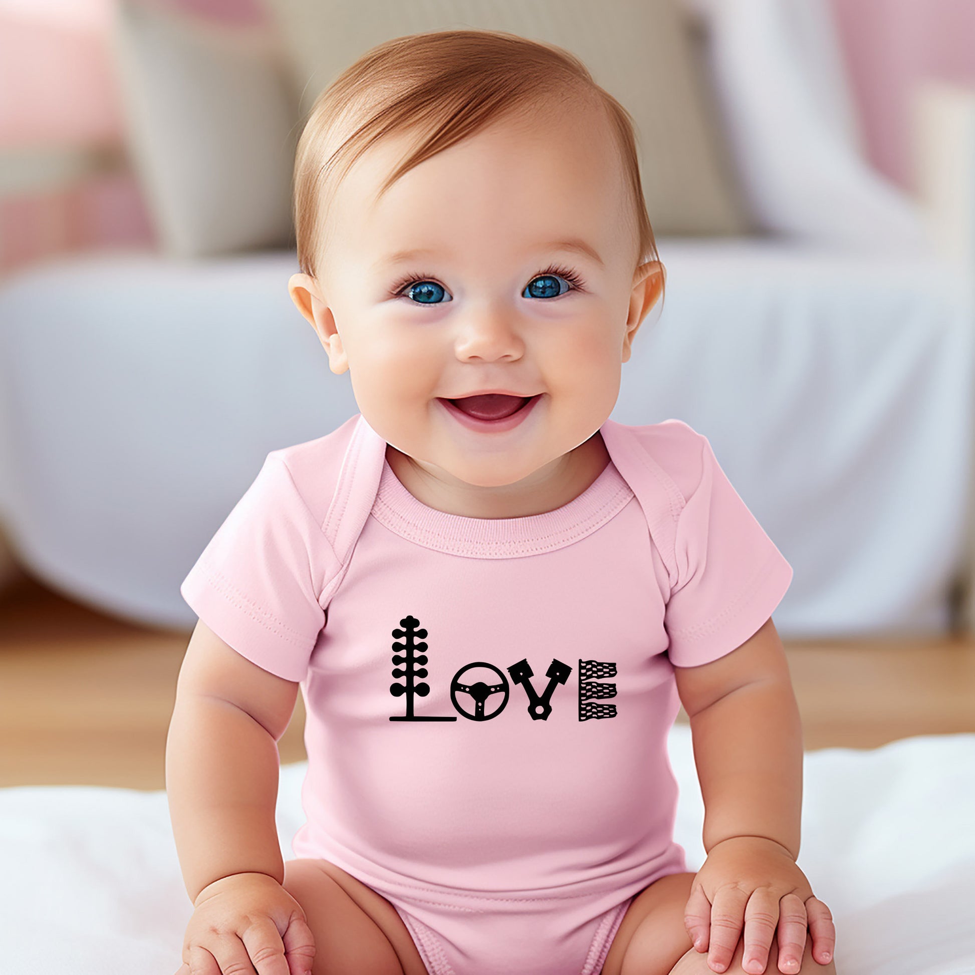 LOVE Drag Racing Baby Creeper Car Baby Creeper Shower Gift Clothing Bodysuit