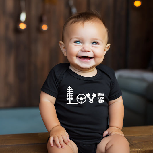 LOVE Drag Racing Baby Creeper Car Baby Creeper Shower Gift Clothing Bodysuit