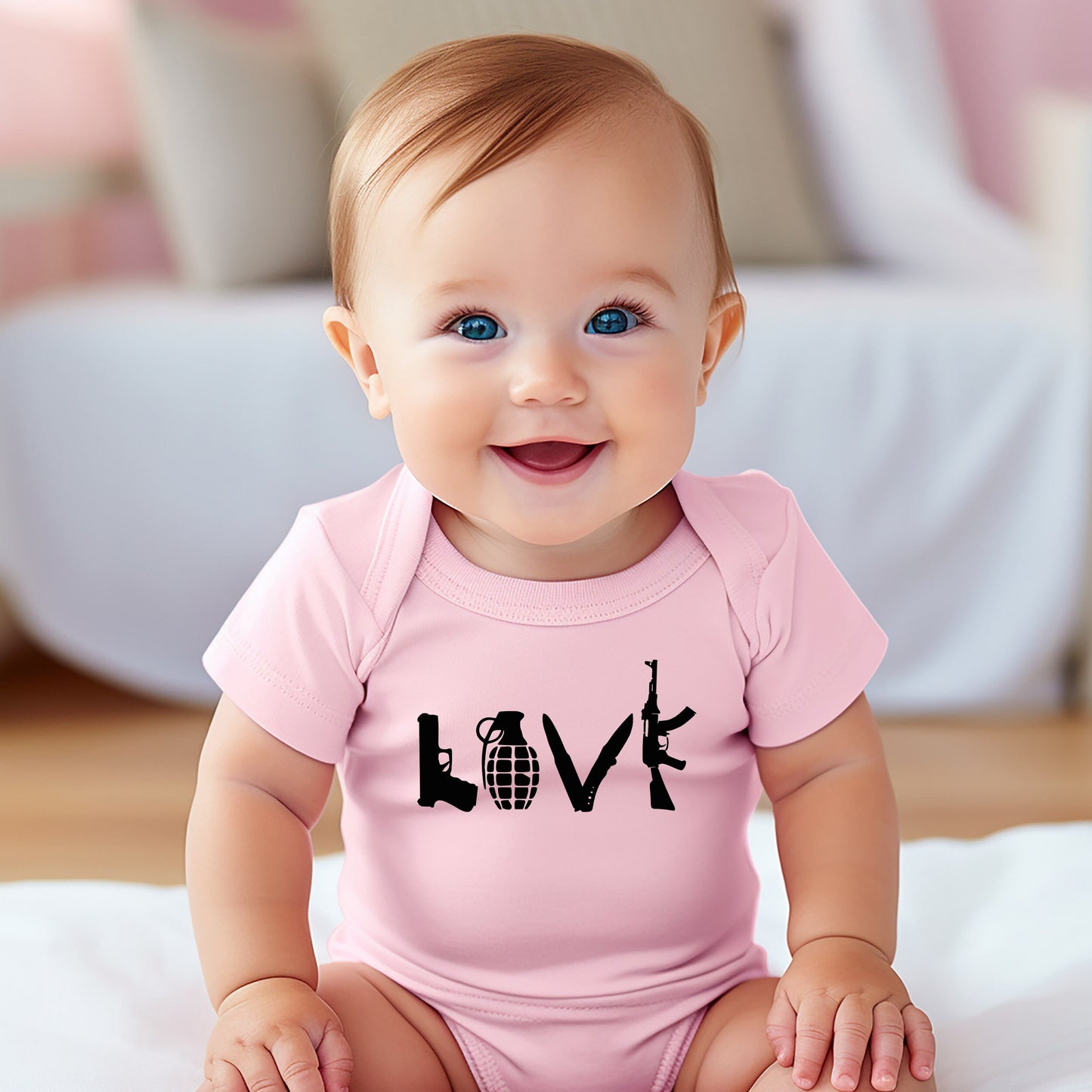 LOVE Guns Military Baby Creeper Baby Boy Shower Gift Clothing