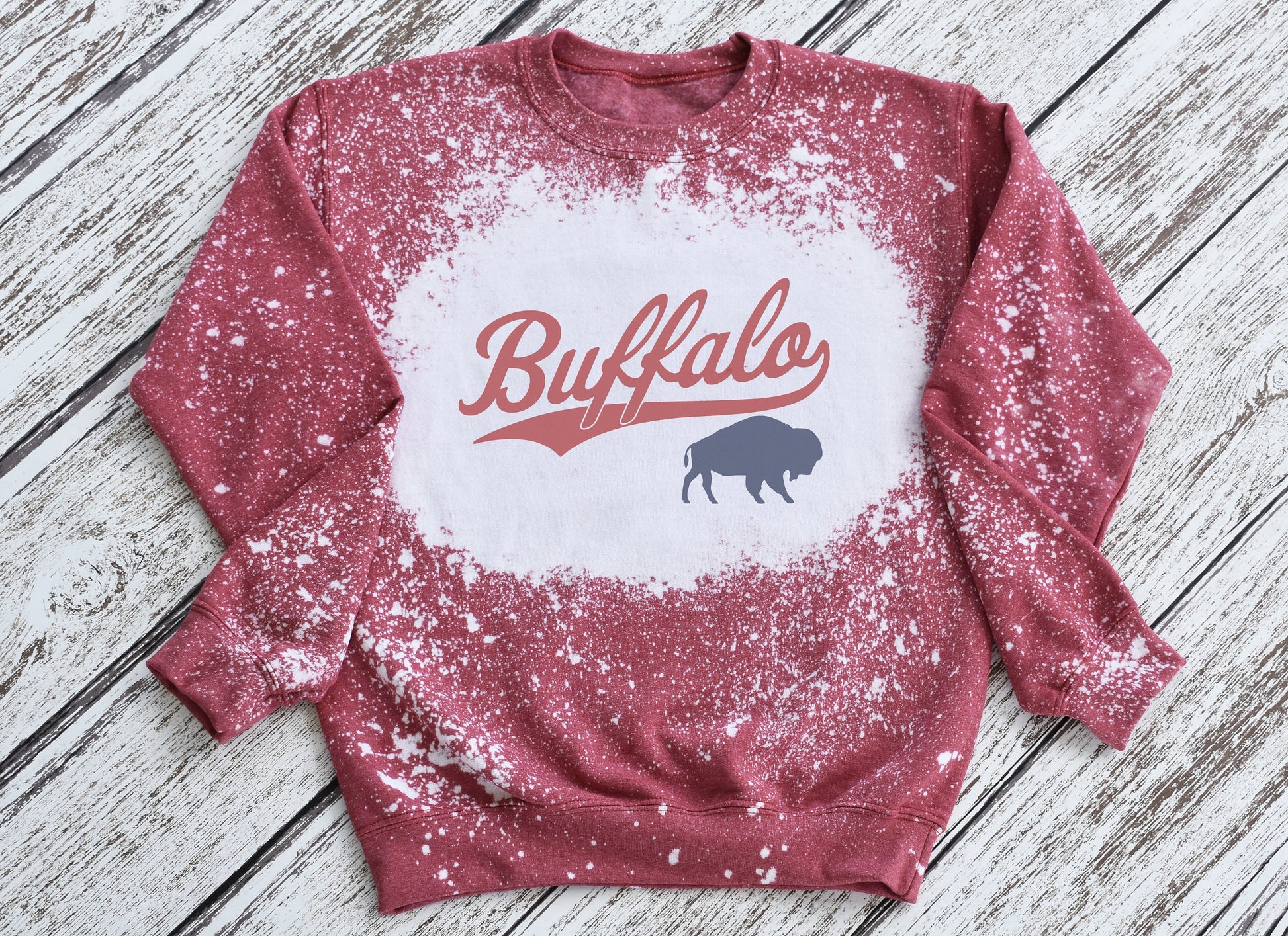 Buffalo Crewneck Sweatshirt, Buffalo Bleached Sweatshirt