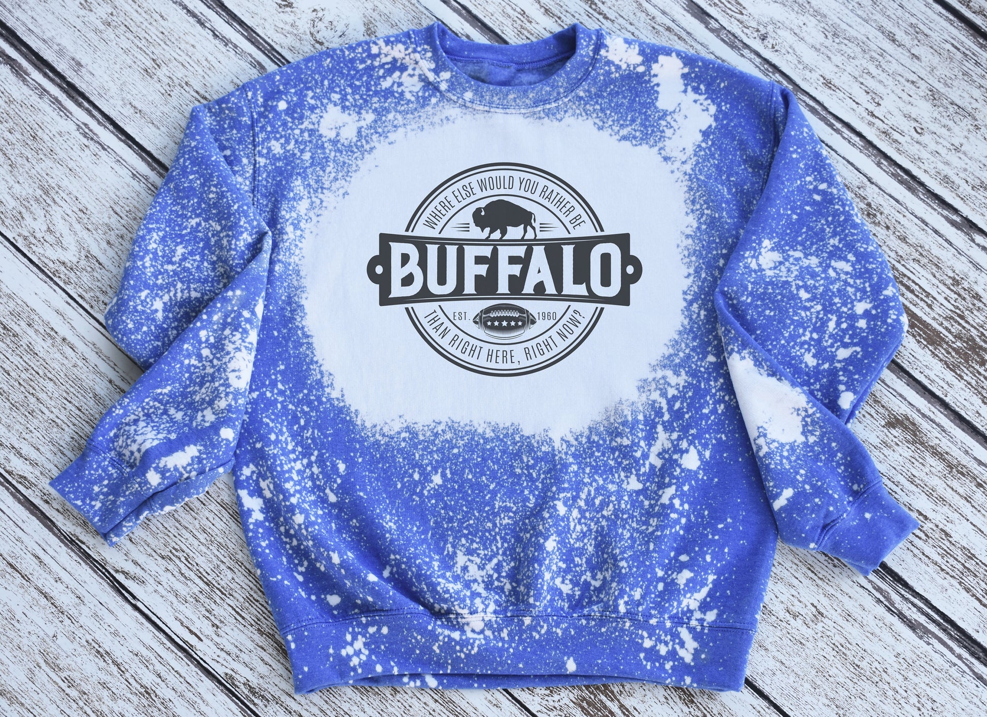 Buffalo Crewneck Sweatshirt, Buffalo Bleached Sweatshirt