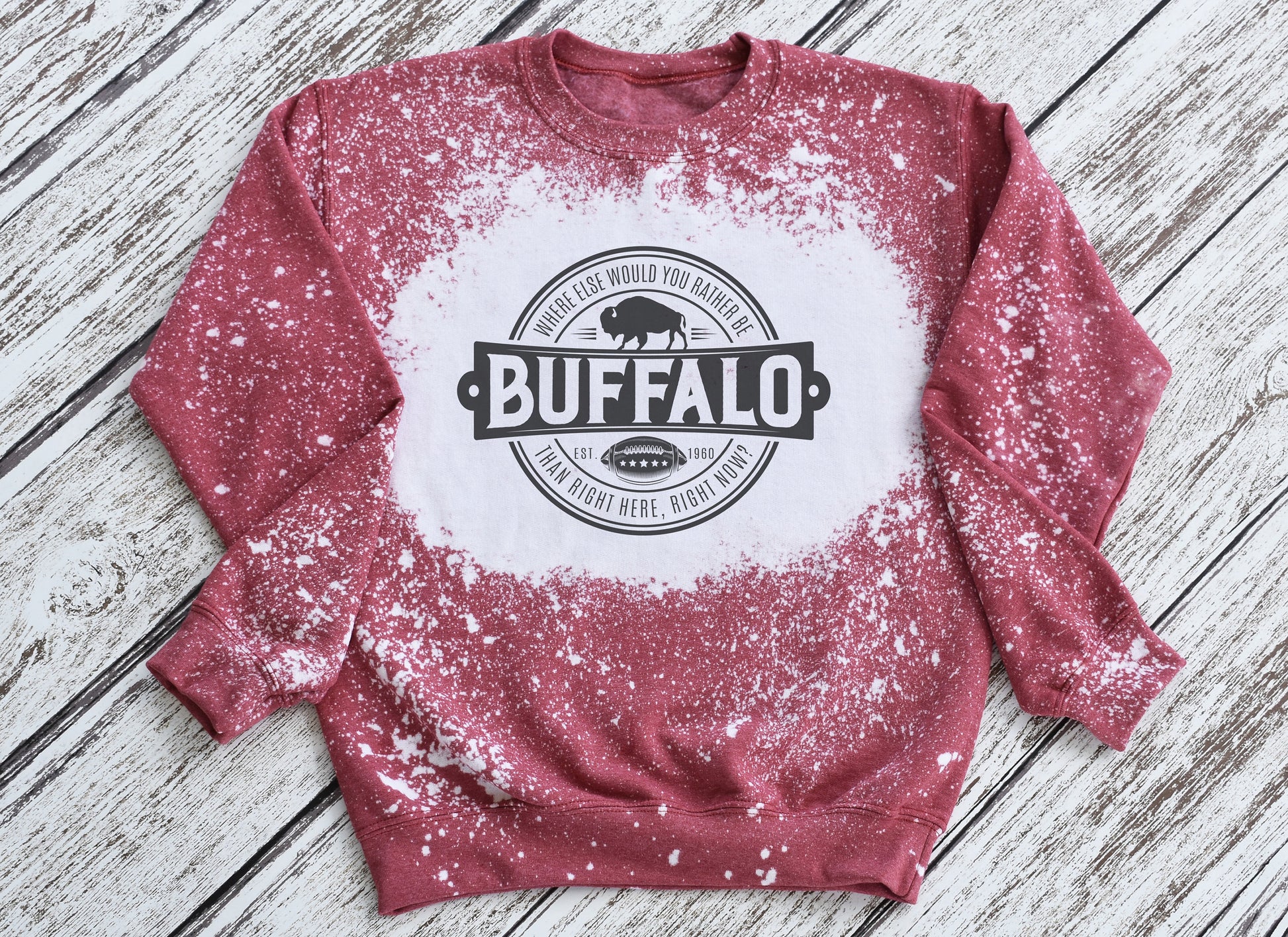 Buffalo Crewneck Sweatshirt, Buffalo Bleached Sweatshirt