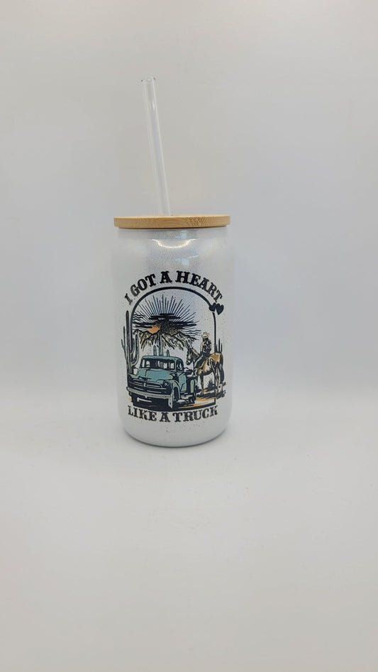 Country Truck Cup Iced Coffee Cup Glass, Beer Can Glass, Country Truck Coffee Cup, Glass Cup Coffee Can Beer, Country Soda Can Glass