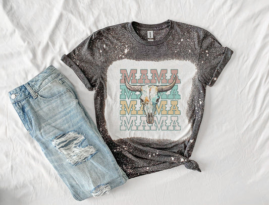 Mama Shirt Tee, Western Bleached Tee, Country Western Bleached Shirt, Mama Shirt Tee