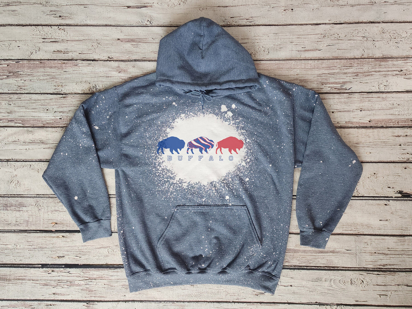 Buffalo Hooded Sweatshirt, Buffalo Bleached Hoodie Hoody