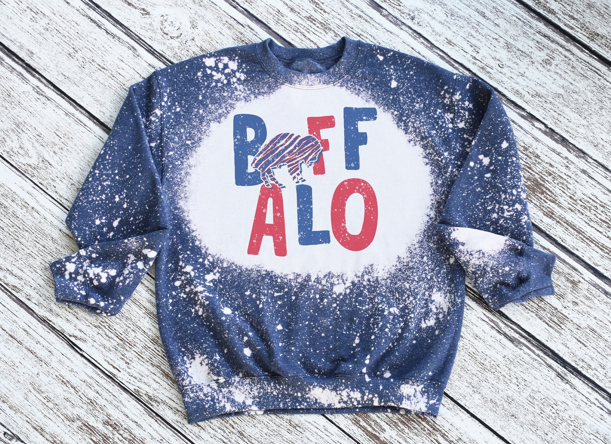 Buffalo Crewneck Sweatshirt, Buffalo Bleached Sweatshirt