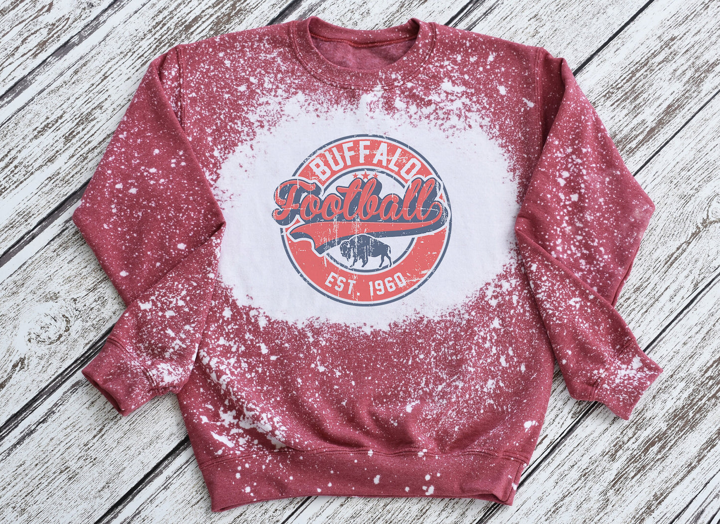 Buffalo Crewneck Sweatshirt, Buffalo Bleached Sweatshirt