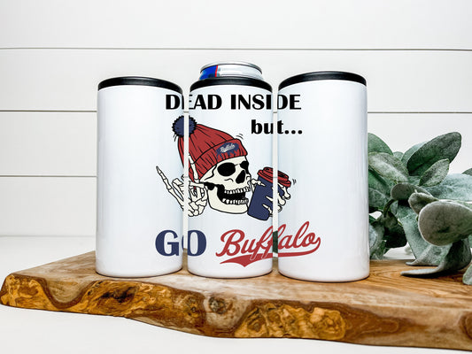 Dead Inside but Go Buffalo 4 in 1 Can Cooler, Fits all - Stainless Steel Can Cooler for 12oz Regular or Slim Cans Bottles Buffalo Can Cooler