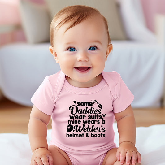 My Daddy's a Welder Creeper Welder Creeper - Welder - My Daddy Wears a Welders Helmet -Welder Love -Welder Gifts - Creeper Bodysuit