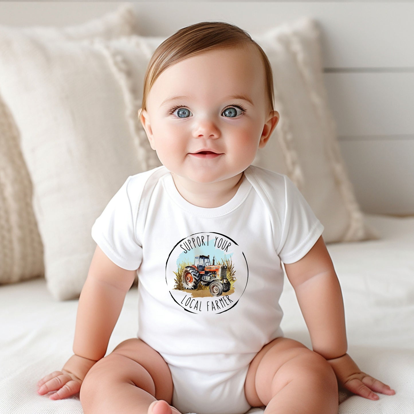 Support Your Local Farmer Bodysuit, Tractor Baby Creeper, Country Baby, Farming Baby