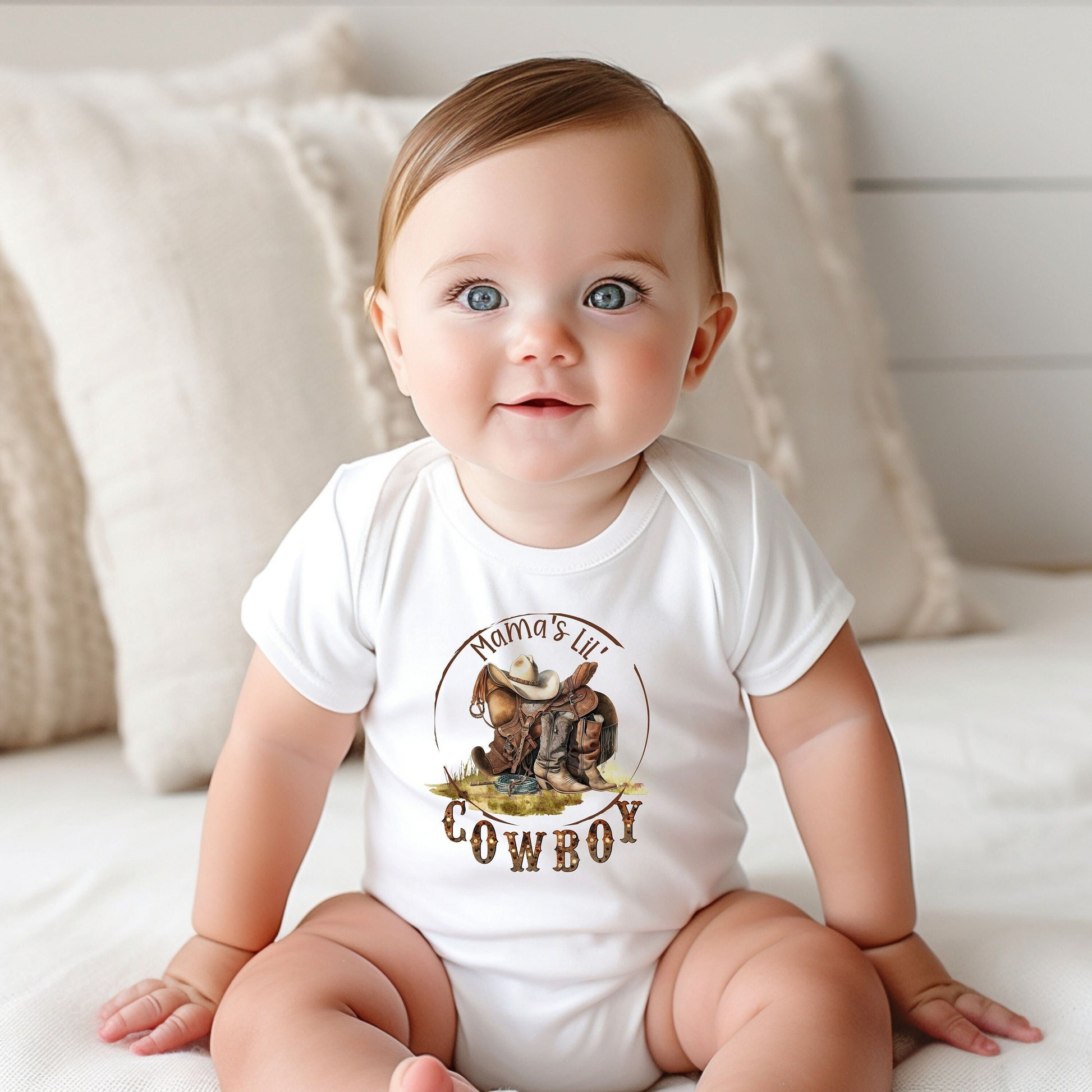 Mama's Lil' Cowboy Bodysuit, Mama's Lil' Cowboy Baby Creeper, Country Baby, Farming Baby
