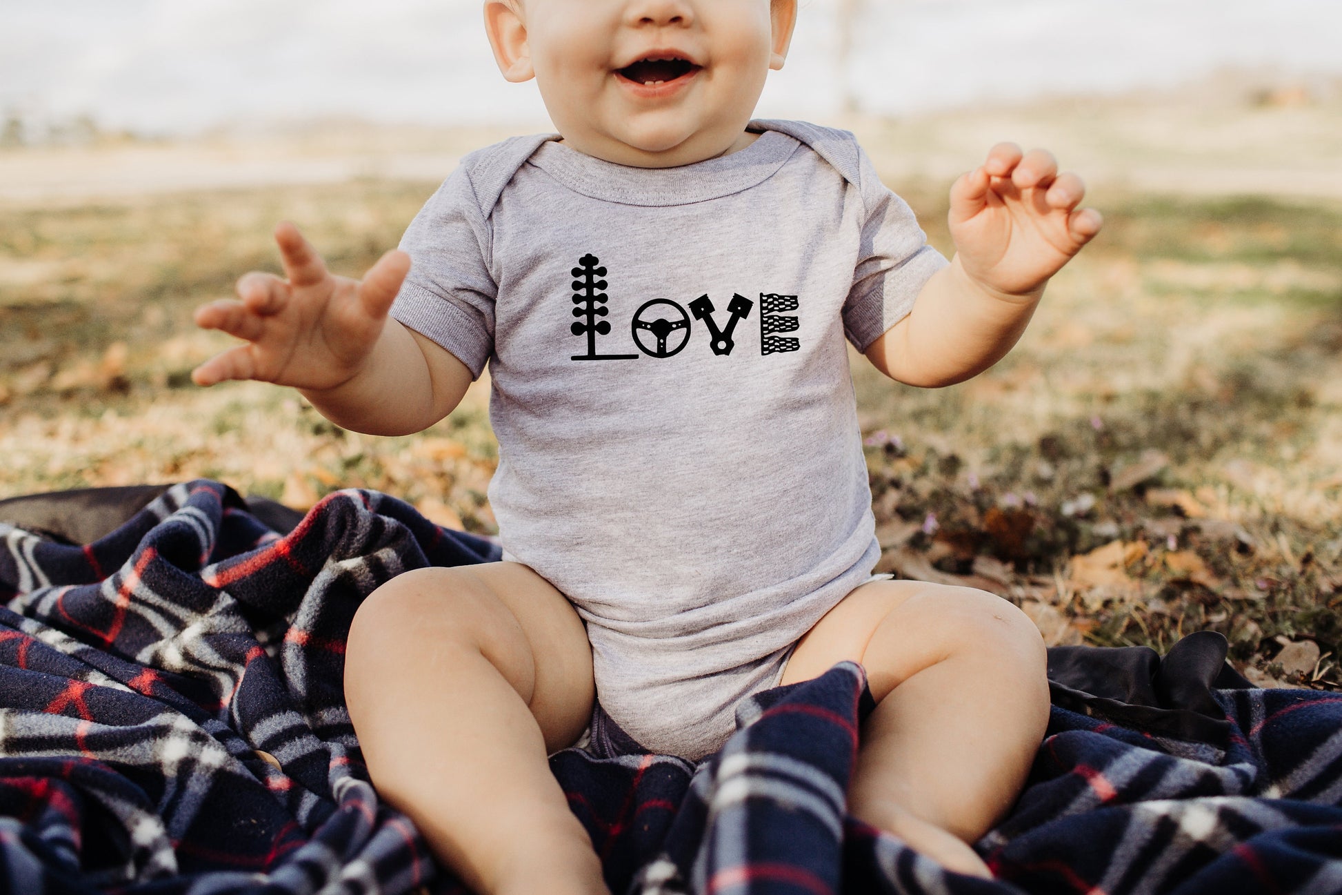 LOVE Drag Racing Baby Creeper Car Baby Creeper Shower Gift Clothing Bodysuit