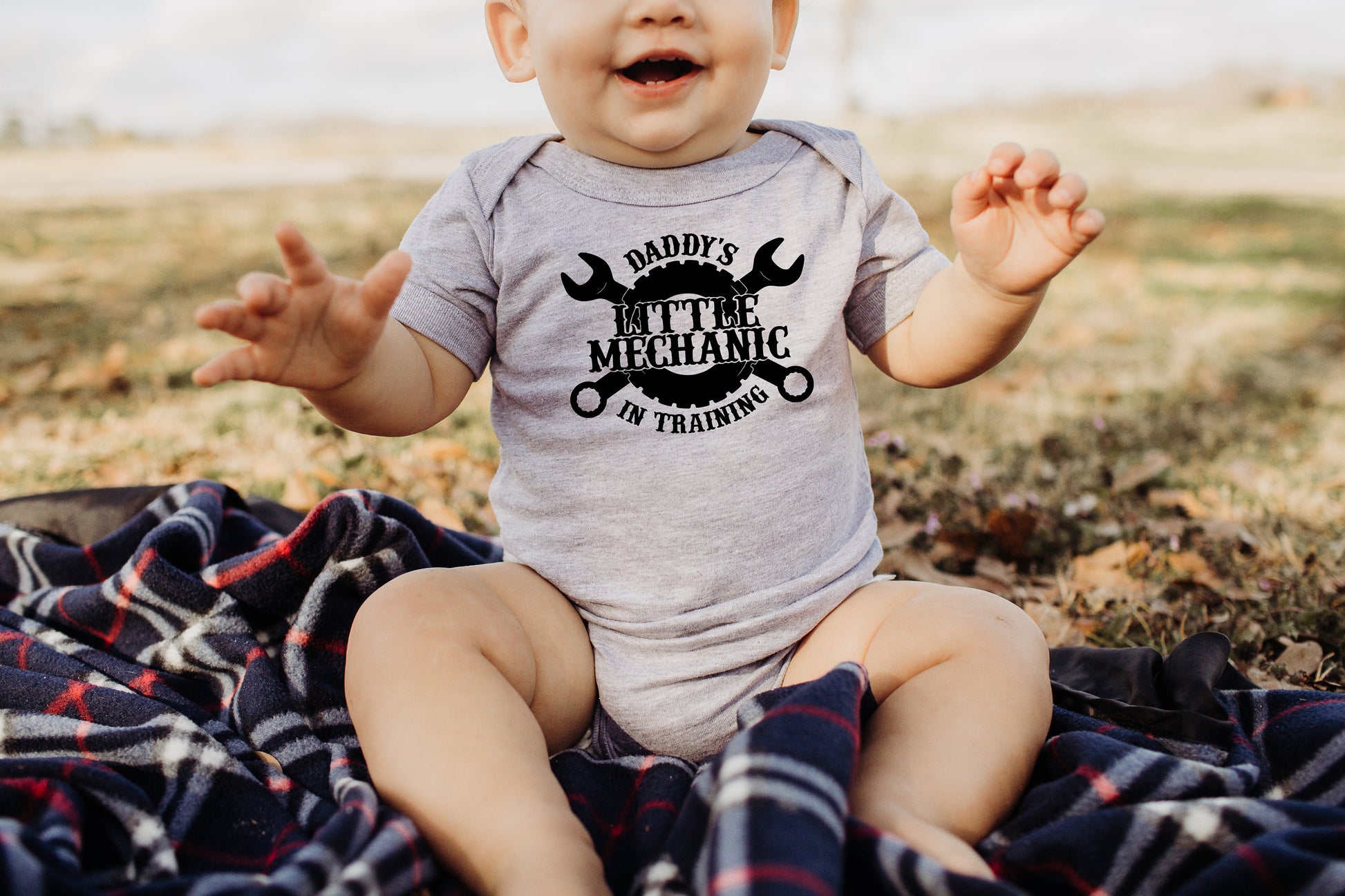 Mechanic in Training Baby Creeper - Mechanic Creeper - Baby Shower Gift - Mommy's Little Mechanic - Daddy's Little Mechanic Grandpa's