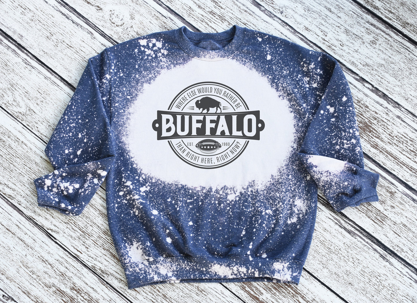 Buffalo Crewneck Sweatshirt, Buffalo Bleached Sweatshirt