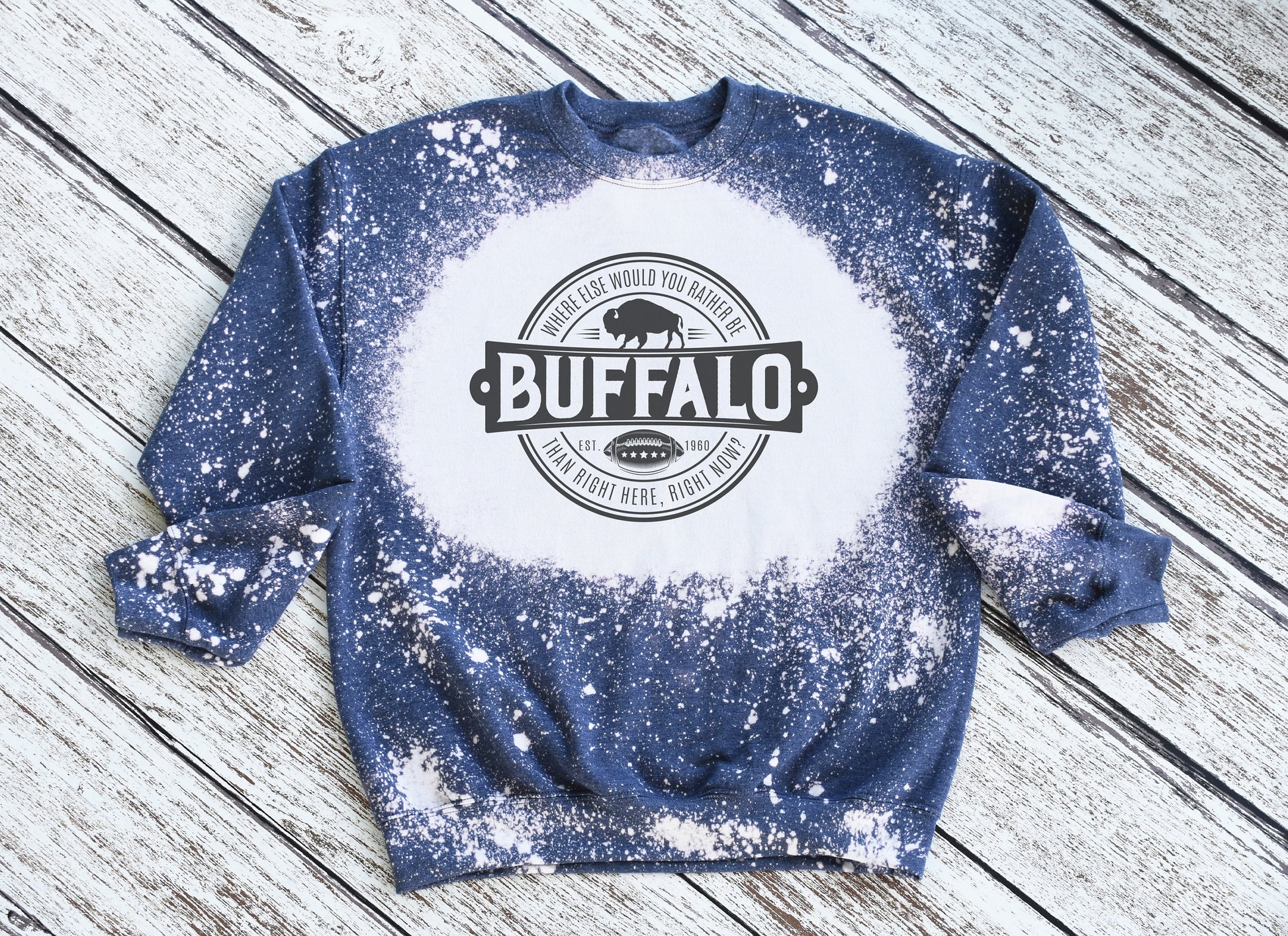 Buffalo Crewneck Sweatshirt, Buffalo Bleached Sweatshirt
