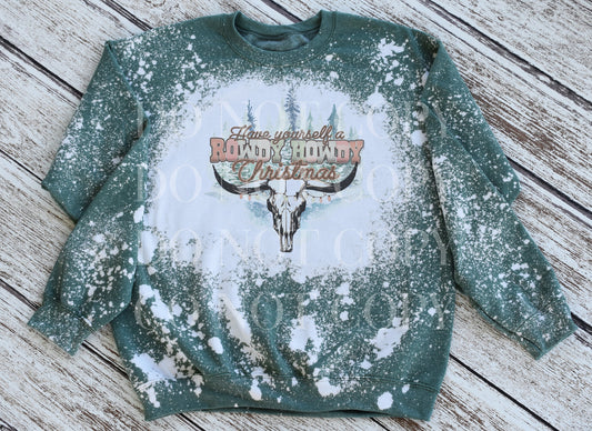 Rowdy Howdy Christmas Sweatshirt, Rowdy Howdy Christmas Bleached Sweatshirt, Rowdy Howdy Christmas Crewneck