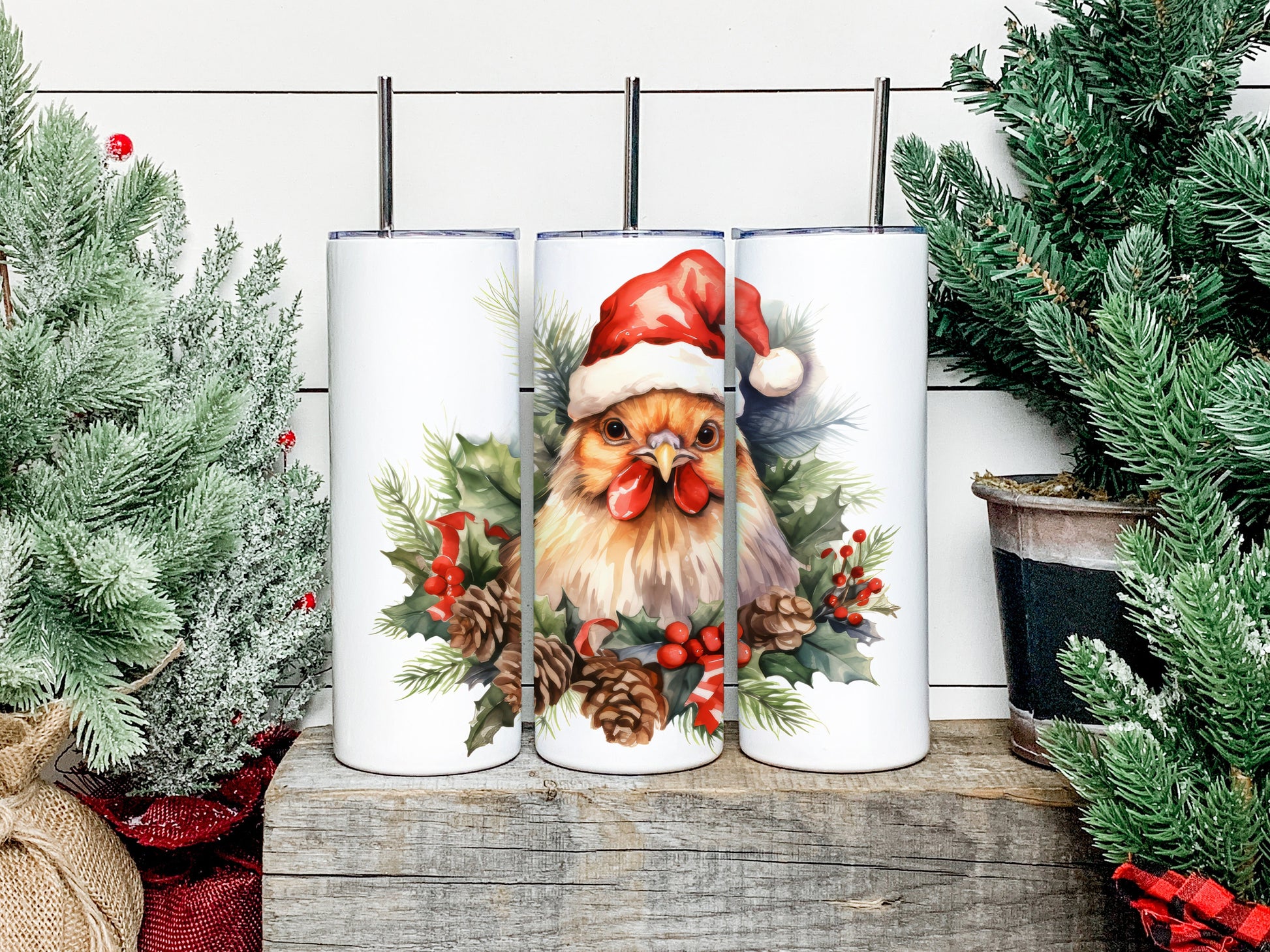 Christmas Chicken Tumbler, Christmas Chicken Skinny Tumbler, Christmas Chicken Tumbler