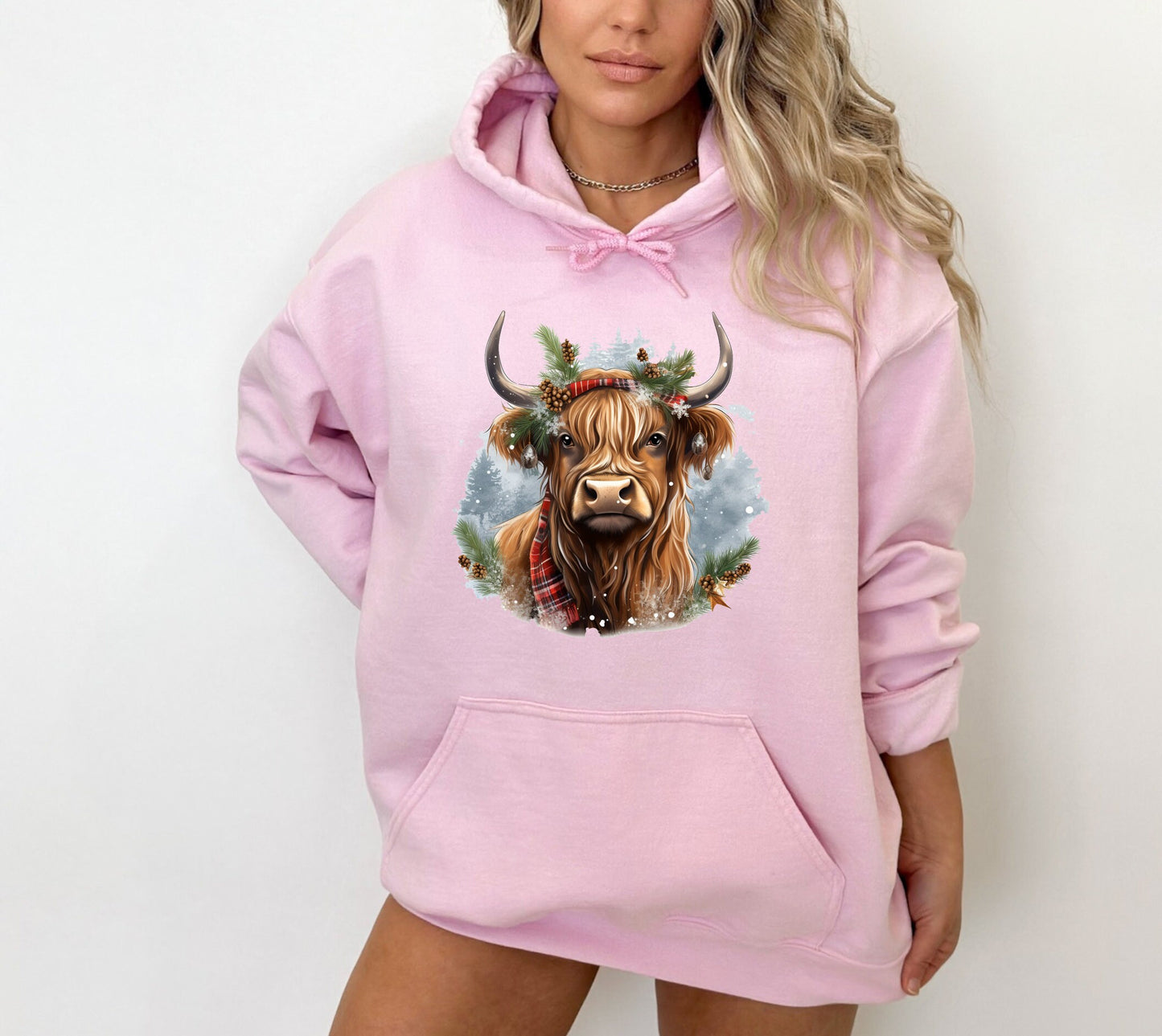 Christmas Highland Cow Sweatshirt, Christmas Highland Cow Hoodie Christmas Cow Hoody