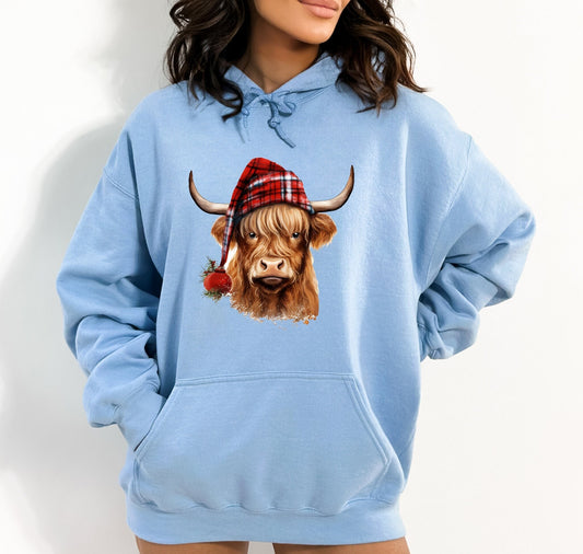 Christmas Highland Cow Sweatshirt, Christmas Highland Cow Hoodie Christmas Cow Hoody