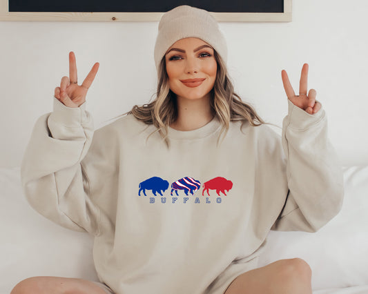 Buffalo Sweatshirt, Buffalo Crewneck Sweatshirt