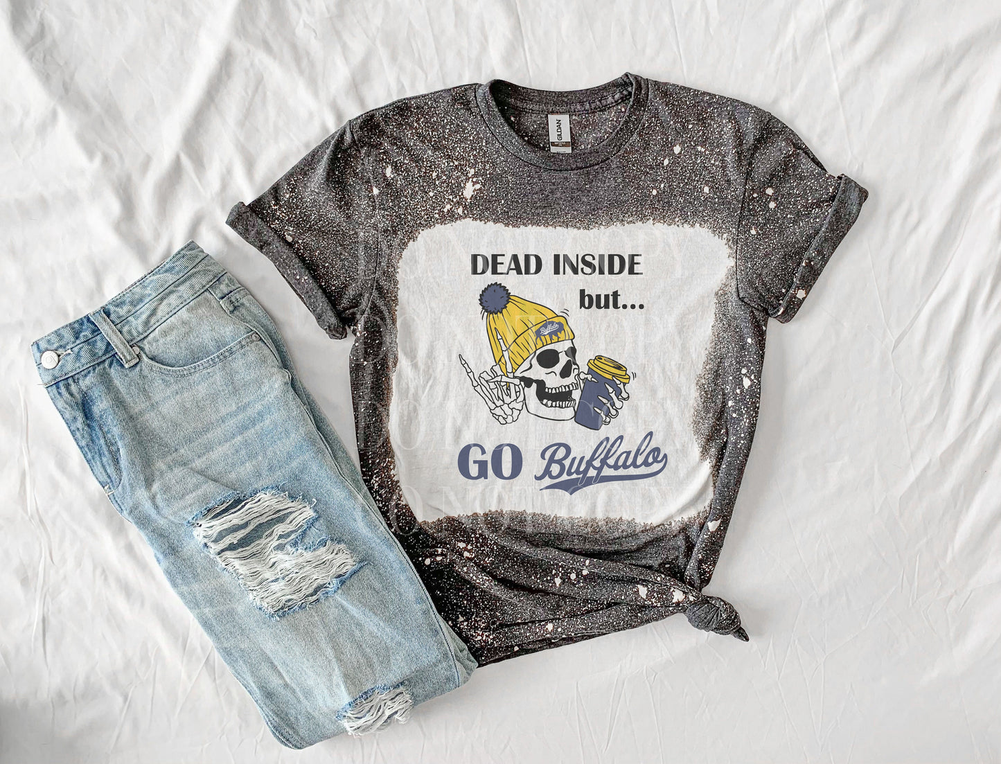 Dead Inside But Go Buffalo Shirt, Buffalo Bleached Shirt
